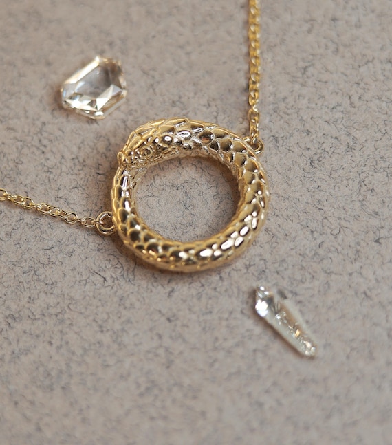 Ouroboros Necklace,Snake Pendant Gold,Wicca Necklace,Ouroboros Pendant,Wicca Pendant,Witchy Necklace