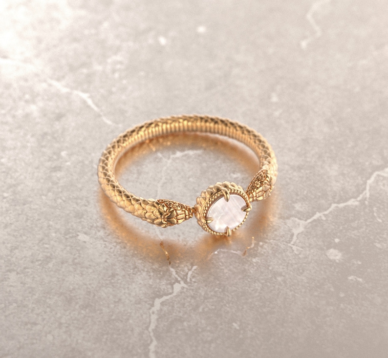 Double Snake Ring,Antique Snake Ring,Wiccan Ring,Witches Ring,Snake Ring 14k Gold,Dainty Snake Ring,Gothic Wedding Ring,Snake Diamond Ring image 3