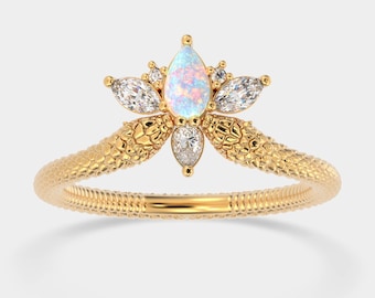 Dubbel ormring, ormring för kvinnor, ormförlovningsring, mystisk ring, läcker ormring, Ouroboros ring guld