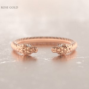 Dubbel ormring, antik ormring, wiccaring, wiccaring, ormring 14k guld, justerbar ormring, boho goth bild 5