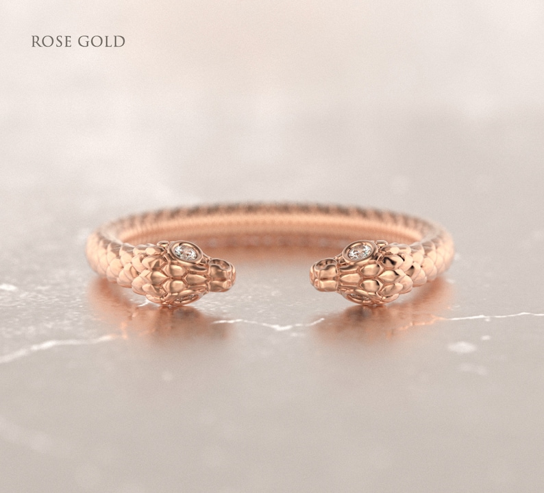 Dubbel ormring, antik ormring, wiccaring, wiccaring, ormring 14k guld, justerbar ormring, boho goth bild 5