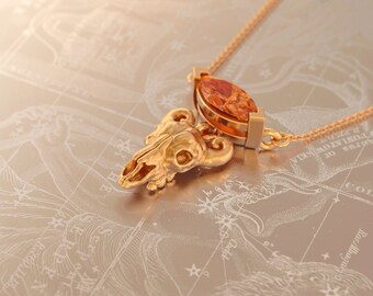Collar de calavera de vaca, colgante de calavera de toro, collar de calavera de toro dorado, collar de bruja dorado, collar ocultista para mujer, collar gótico dorado, collar de Wicca