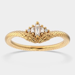 Double Snake Ring,Antique Snake Ring,Wiccan Ring,Wicca Ring,Snake Ring 14k Gold,Dainty Snake Ring,Gothic Wedding Ring,Natural Diamond Ring