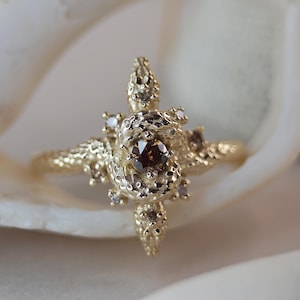 Double Snake Ring,Antique Snake Ring,Wiccan Ring,Wicca Ring,Snake Ring 14k Gold,Snake Knot ring,Gothic Wedding Ring,Brown Diamond Ring