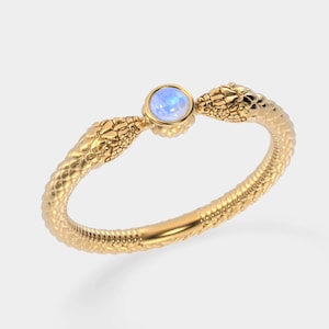 Wiccan Ring, Witches Ring, 14k Gold Snake Ring, Dainty Snake Ring, Gothic Wedding Ring