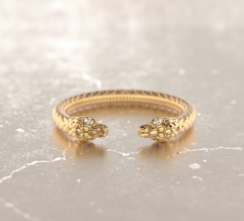 Dubbel ormring, antik ormring, wiccaring, wiccaring, ormring 14k guld, justerbar ormring, boho goth bild 1