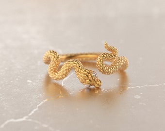 Snake Wrap Ring,Wicca Rring,Witchy Ring,Antique Snake Ring,Curve Rring,Ouroboros Ring Gold,14k Gold Snake Ring