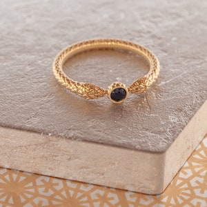 Wicca-ring, Wicca-ring, Häxband, Häxring, Herrormring, 14k guldormring, Boho Goth, Ormförlovningsring bild 8