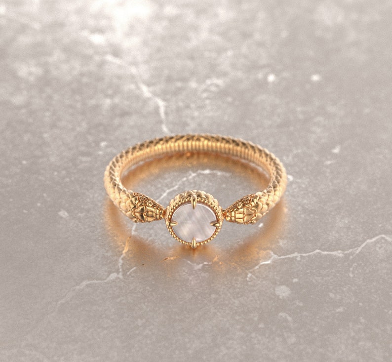 Double Snake Ring,Antique Snake Ring,Wiccan Ring,Witches Ring,Snake Ring 14k Gold,Dainty Snake Ring,Gothic Wedding Ring,Snake Diamond Ring image 2