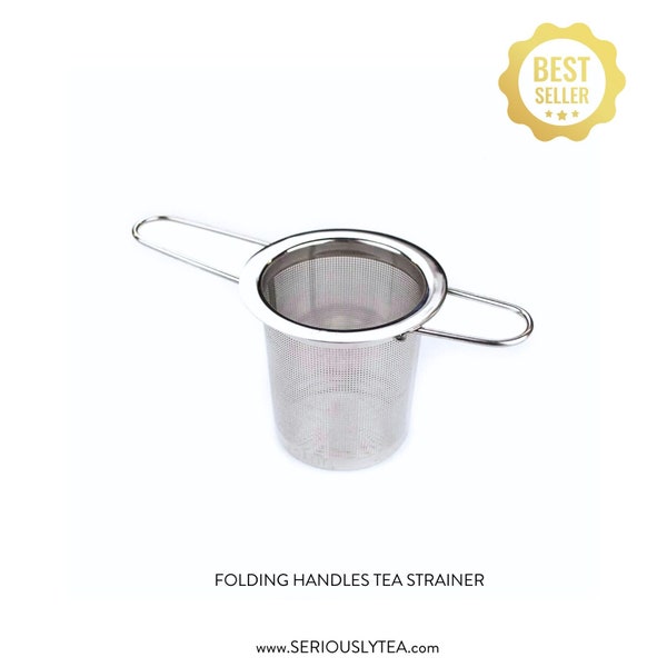 NEW! Folding Handles Tea Strainer | Stainless Steel | Fine Mesh | No-Rust | Loose Leaf Tea | Easy Clean | Tea Pot or Cup | FREE SHIPPNG