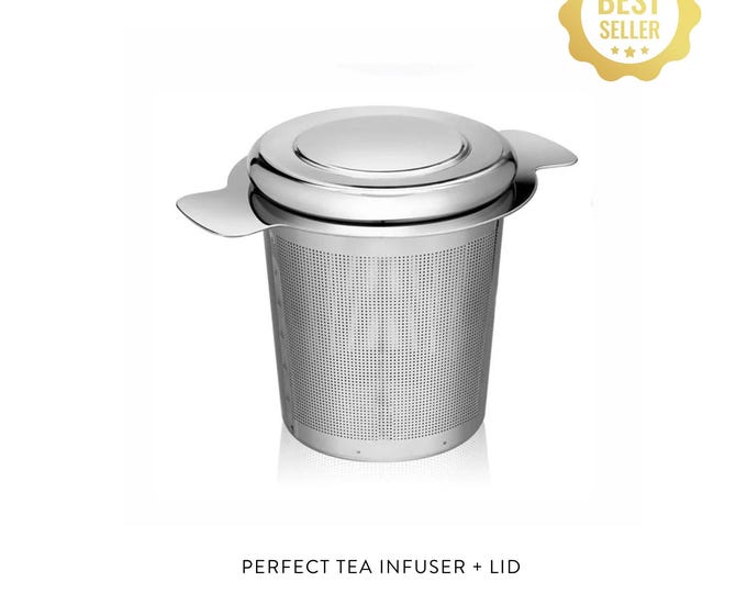 Featured listing image: PERFECT! Tea Strainer + Lid | Stainless Steel | Rustproof | Extra Fine Mesh | For Loose Leaf Tea in Mug or Tea Pot or Travel | Over 1K Sold!