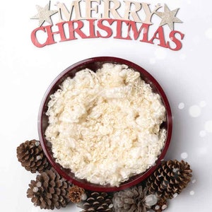 Christmas Newborn Digital Backdrop -  Digital Backgrounds - Merry Christmas with Red Bowl and Pine Cones