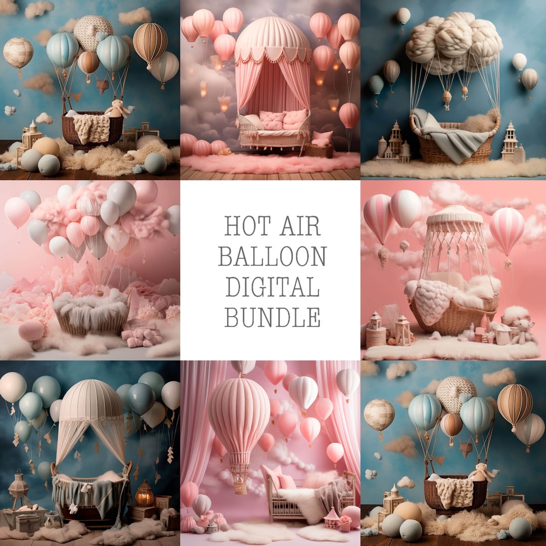 BUNDLE of Newborn Digital Backdrop Hot Air Balloon Digital Etsy