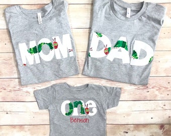 Very Hungry Caterpillar Birthday Shirt First Birthday Shirt Boys Cake Smash Birthday Outfit Bodysuit T Shirt Personalized