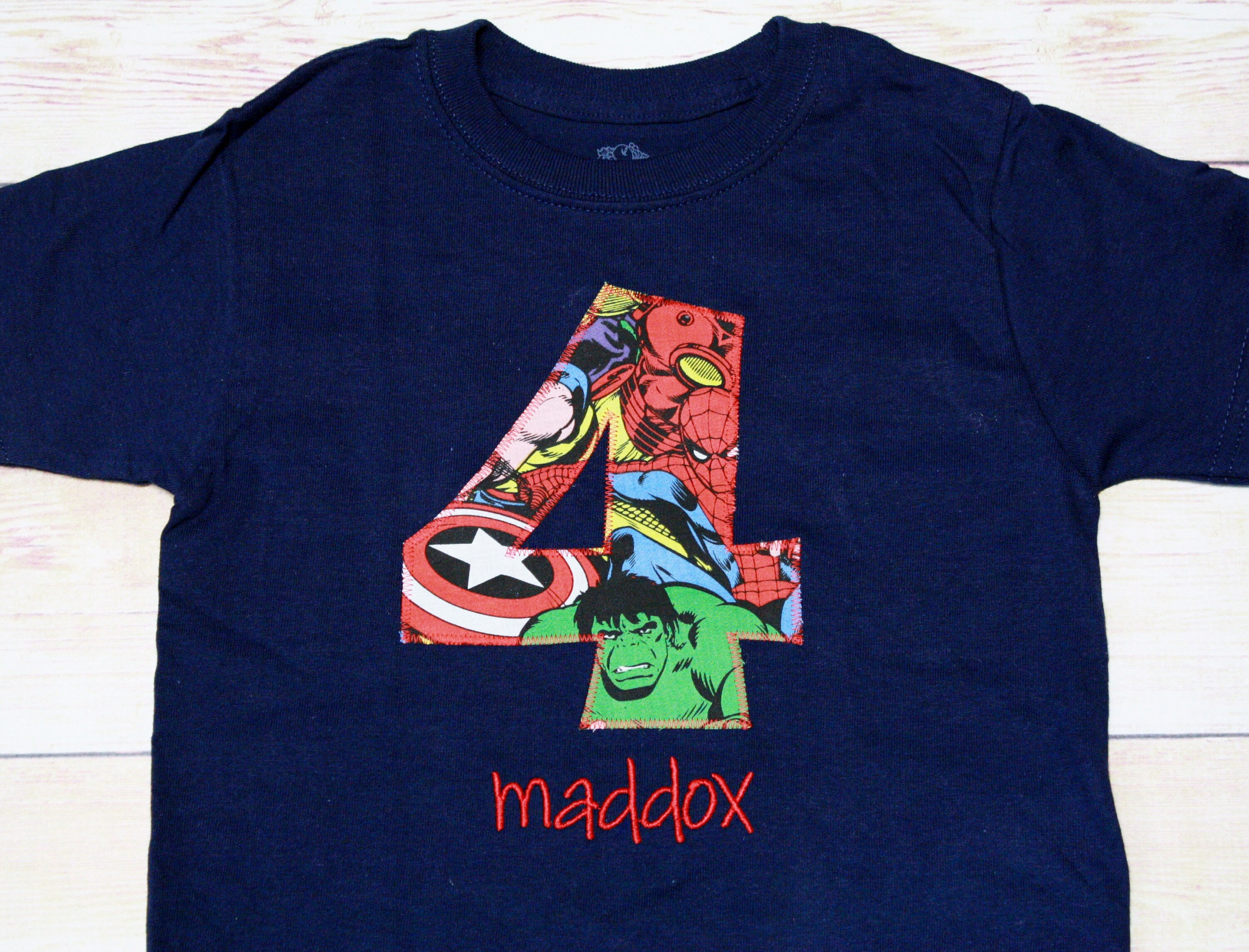 superhero 4th birthday shirt