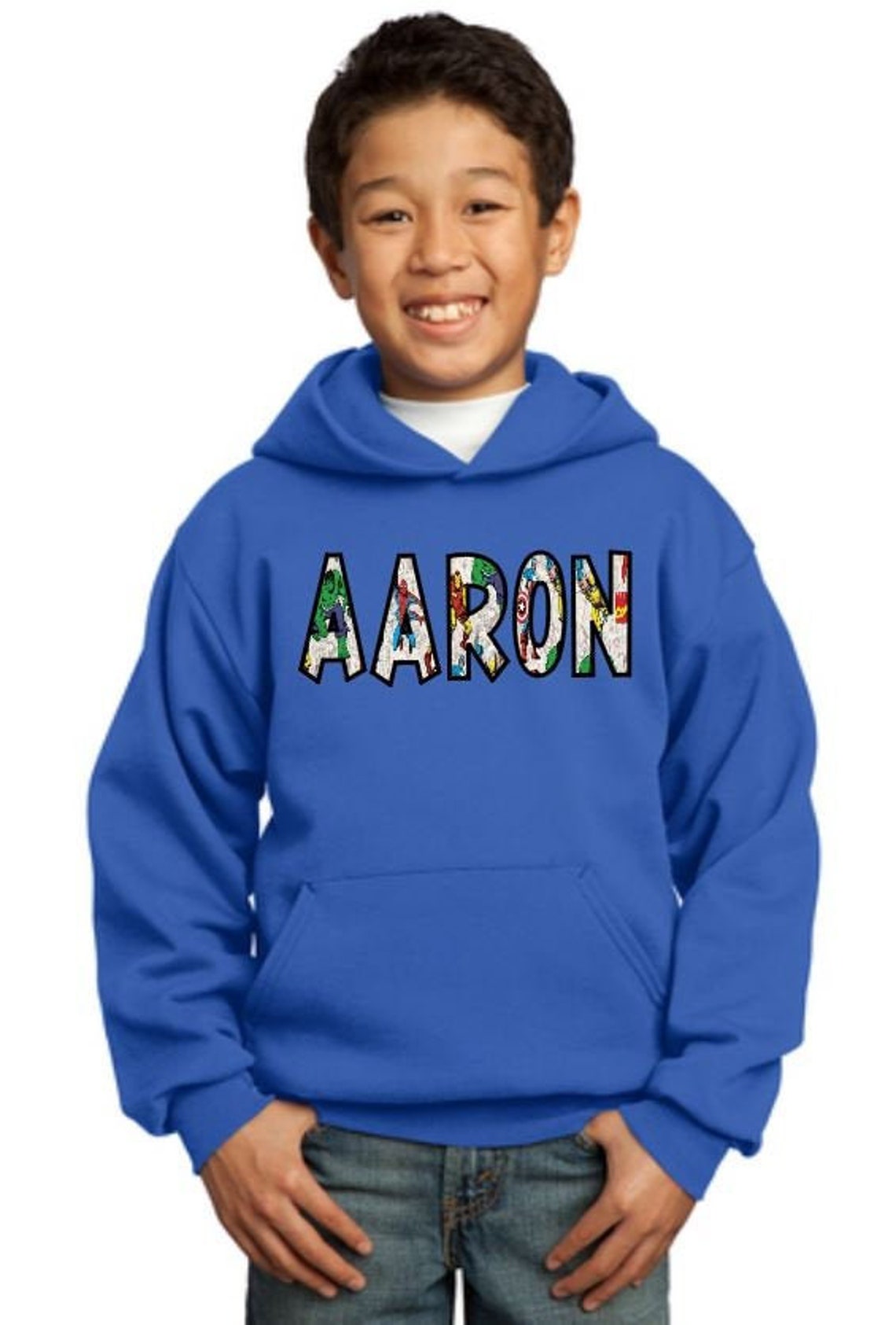 Youth SUPERHERO NAME HOODIE Sweatshirt Youth Custom Name Etsy