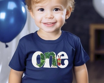 Hungry Caterpillar First Birthday Shirt: Hand-Sewn Fabric Applique