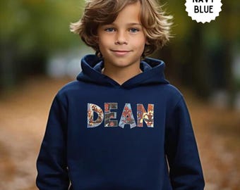 Boys and Girl Custom Name Sweater, Embroidered Name Hoodie, Superhero Lover Sweater, Custom Hoodie for Boys and Girls