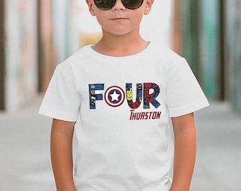 Superhero Birthday Shirt Captain America 4th Birthday Marvel Legends Birthday Shirt Superhero Birthday Shirt Avengers Birthday 4th Birthday