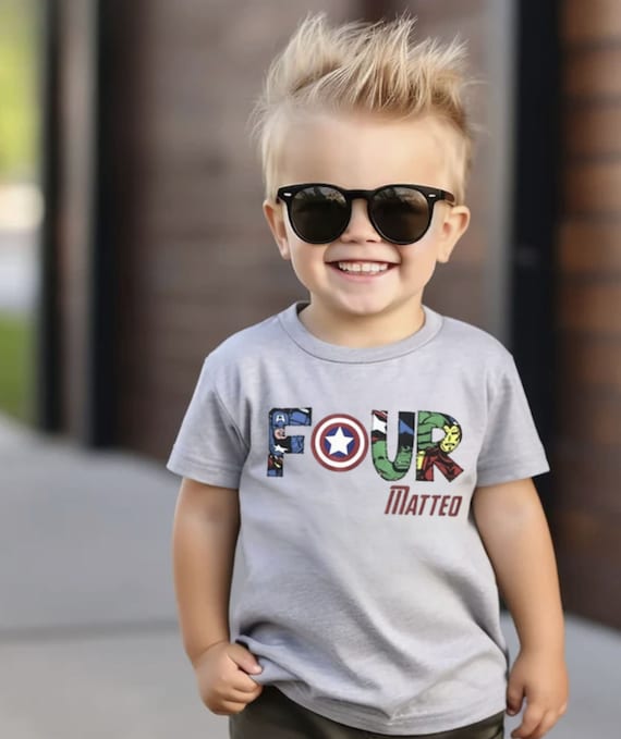 Superhero 4th birthday shirt sale
