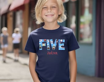 Personalized Thomas the Train Birthday Shirt: Hand-Cut Fabric, Embroidered Name Option