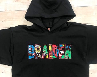 Marvel Boys Vintage Avengers Character Icons Hoodie Marvel Boys Vintage Avengers Character Icons Hoodie