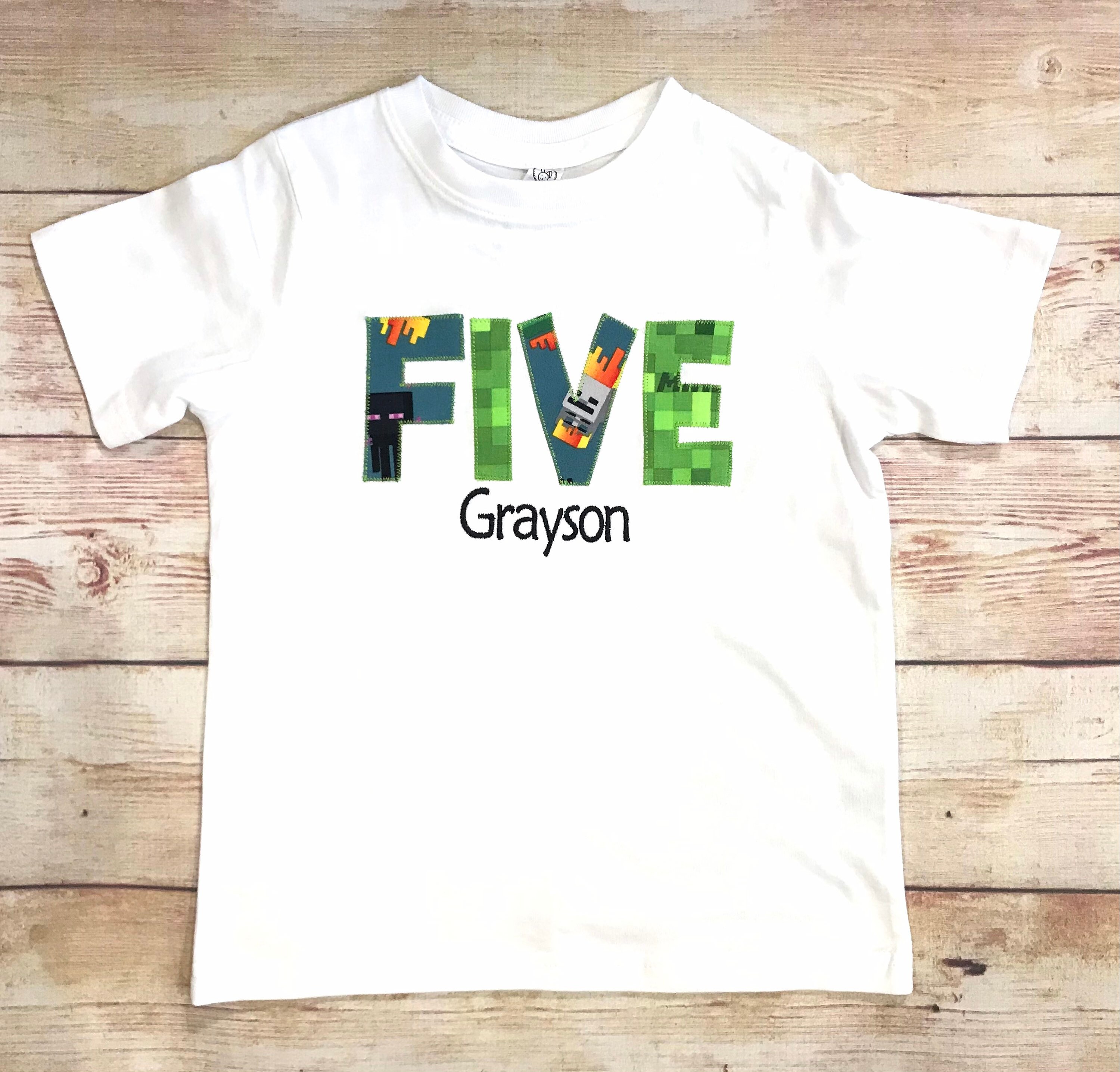Minecraft Birthday Shirt Gamer Birthday Shirt Fifth Birthday Etsy