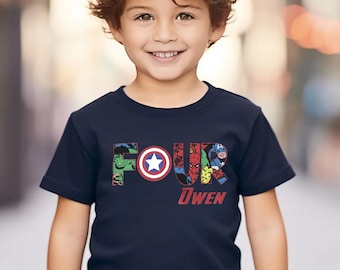 Superhero Birthday Shirt Captain America 4th Birthday Marvel Legends Birthday Shirt Superhero Birthday Shirt Avengers Birthday 4th Birthday