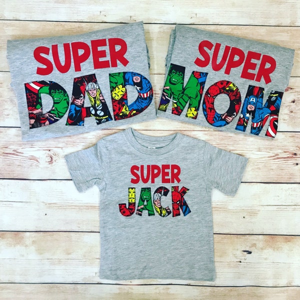 SUPERHERO Birthday FAMILY SET Shirt Marvel Birthday Gifts for Him Spiderman Captain America Hulk Thor IronMan Birthday Shirt Superhero Shirt