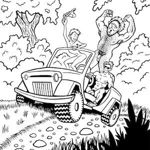 NAKED GUYS Adult Coloring Book - Party Nude! Fun Illustrations of Boys