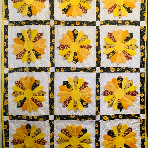 Sunflower Throw Quilts Etsy