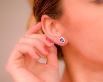 Boucle d'oreille Zircon violet royal