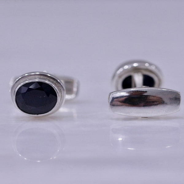 Sapphire Cufflinks in Silver, September Birthstone, 925 Sterling Silver Jewellery, Gift For Him, Men Jewellery, Men Sapphire Cufflinks