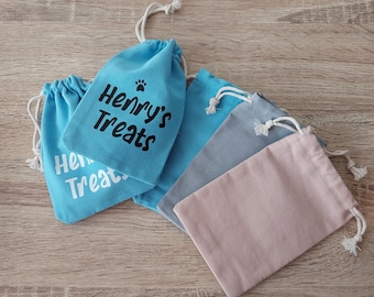 Dog Treat Bag, Personalised Cotton Drawstring Pouch, Custom Pet Gift, Gifts For Pets