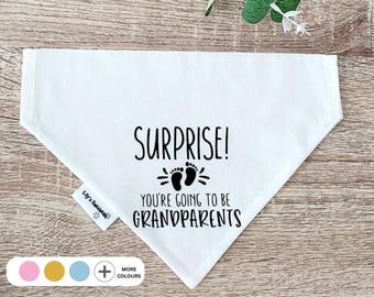 New Grandparents Dog Bandana, Surprise Announcement for Grandparents, Slide Over the Collar
