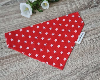 Red Stars Dog Bandana, Personalised Option, Slide Over the Collar