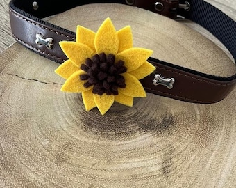 Handmade Felt Sunflower Dog Collar Accessory, Pet Decoration