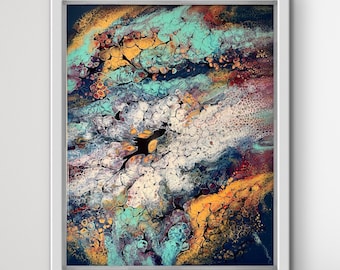 Abstract Fluid Art Painting | 16x20 Canvas, Modern Fireworks Design