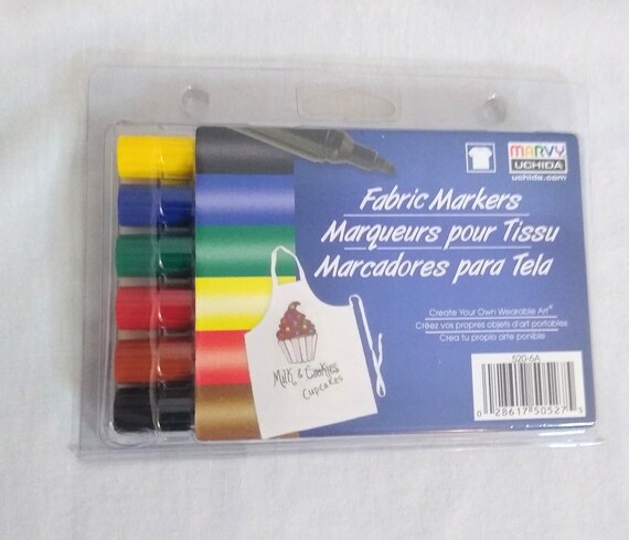 Fabric Markers Set, Permanent, Set of 6, Primary Colors, Premium