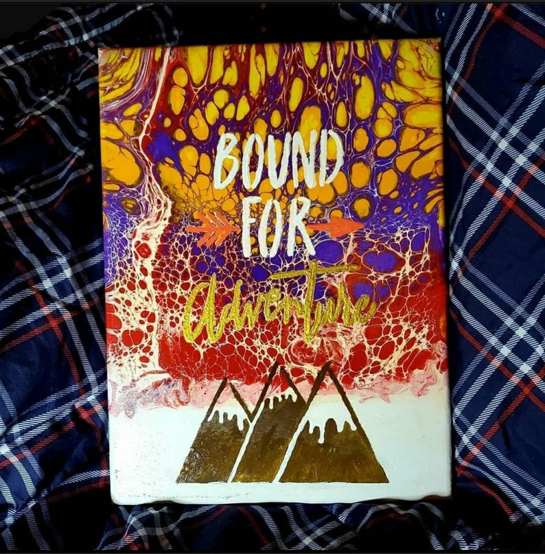 Acrylic pour painting Abstract fluid art Bound For Adventure 9x12in