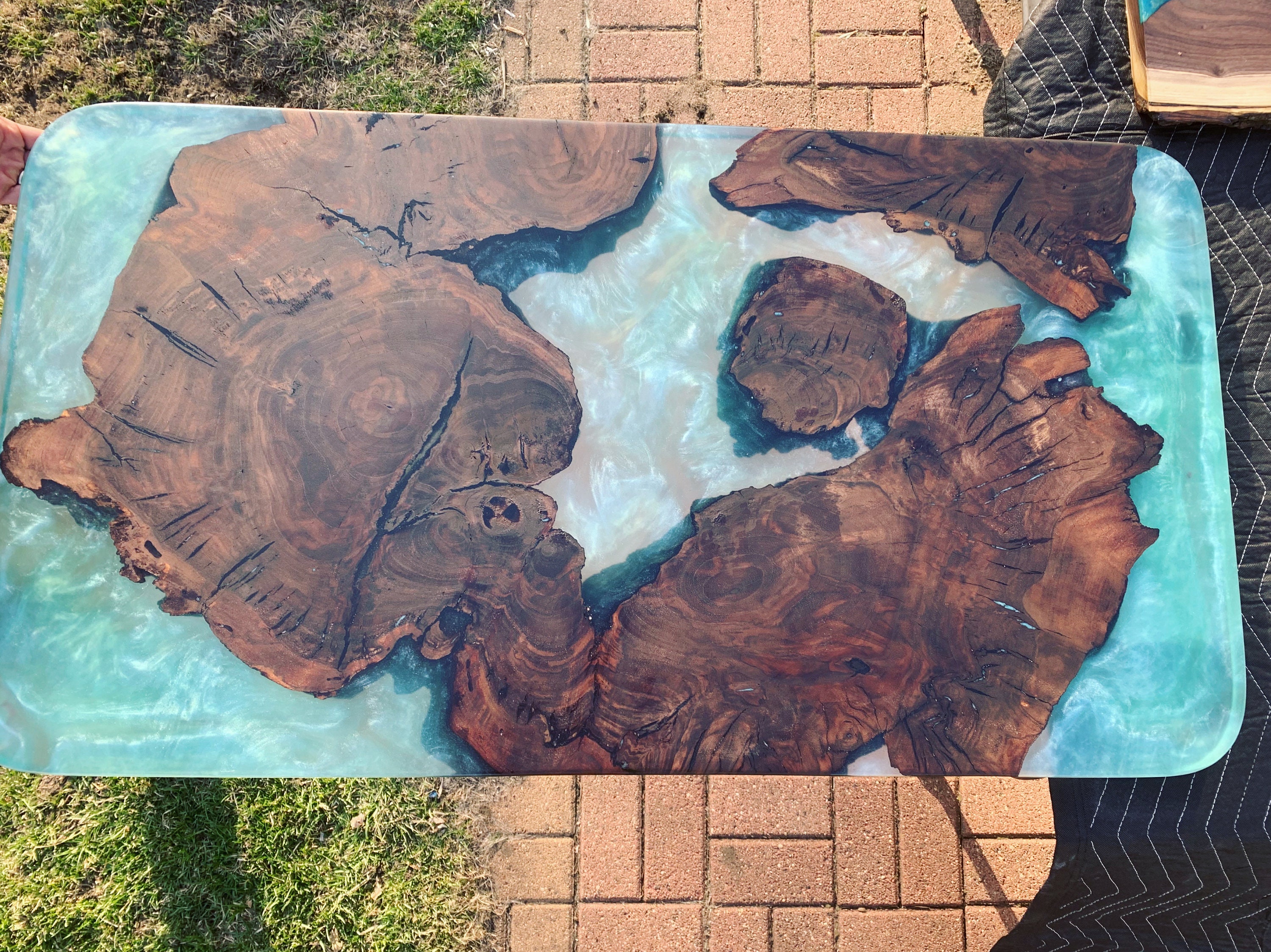 Walnut Burl and epoxy resin table Etsy