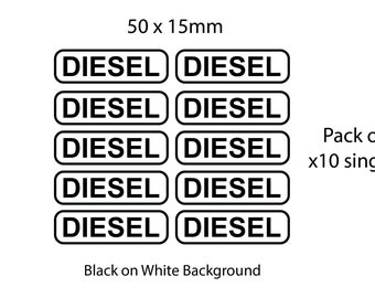 Diesel-Aufkleber (gedruckt), 10 Stück, 15 mm hoch