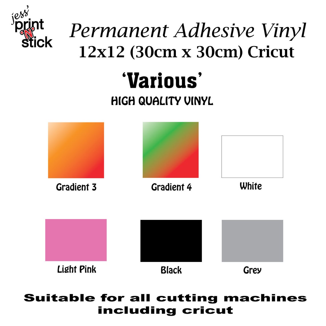 Permanent Adhesive Vinyl Various 12x12 Cricut Etsy