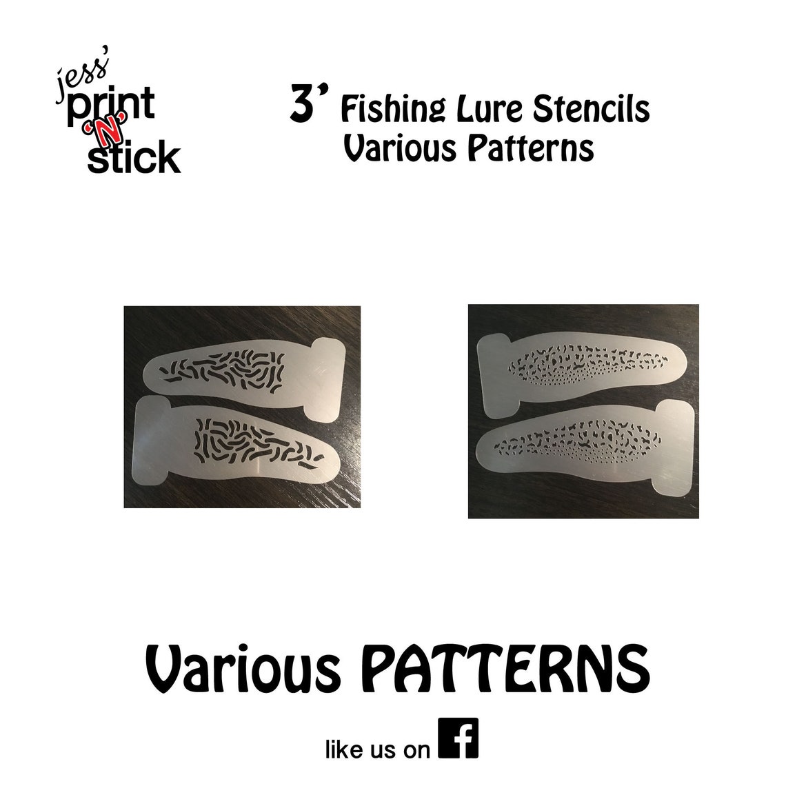 thumbnail image 2 of Fins V1 Assortment Fishing Lure Airbrush Stencils – Mylar Reusable USA Made 2 of 5