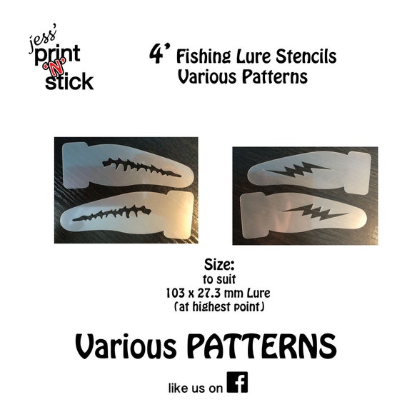 4 Fishing Lure Stencils - Various Patterns - Etsy