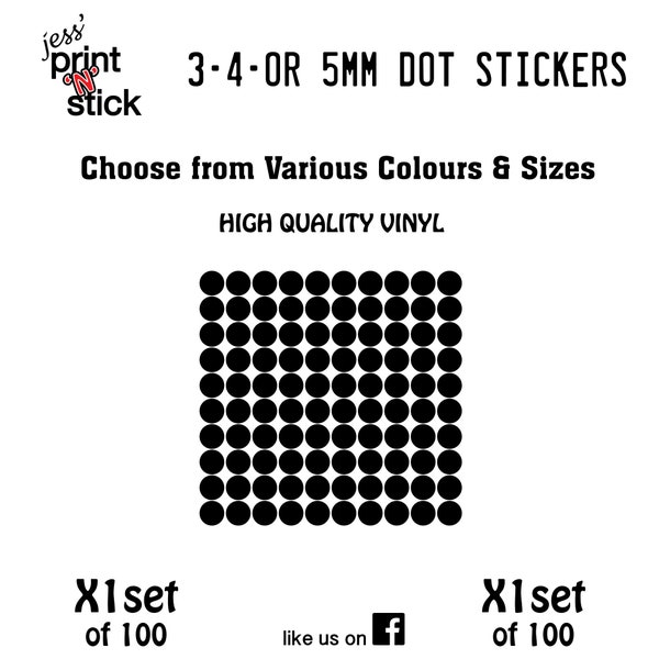 3mm - 4mm or 5mm Dot Stickers