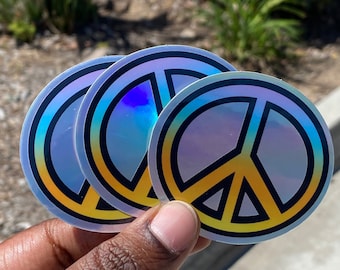 Holographic Peace Sign Sticker