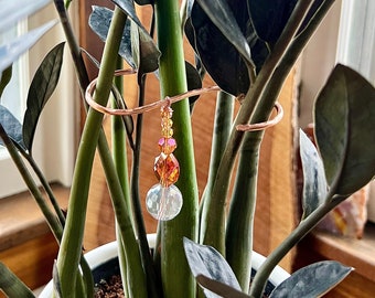 Copper Plant Support, Sun Catcher Plant Support, Houseplant Trellis, Plant Lover Gift, Group of 3- Pick your color and size!