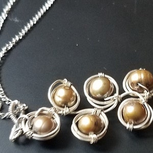 Swirl Twirl Pearl Necklace Handmade, Silver Chain, Bridesmaid gift, Birthday, Friendship, Swirl Twirl Pearl Necklace, Elegant Bridal Jewelry