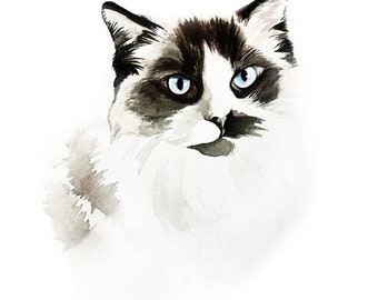 Custom Pet Portrait - Pet Portrait - Watercolor Pet Portrait - Cat Portrait - Custom Painting - Gift for Cat lover - Cat Lover - Cat Art